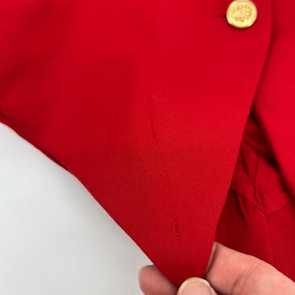 Vintage Harrison Kent Skirt Suit Womens 2 Red Gold-tone Crested Button 2 pc READ - Picture 8 of 14